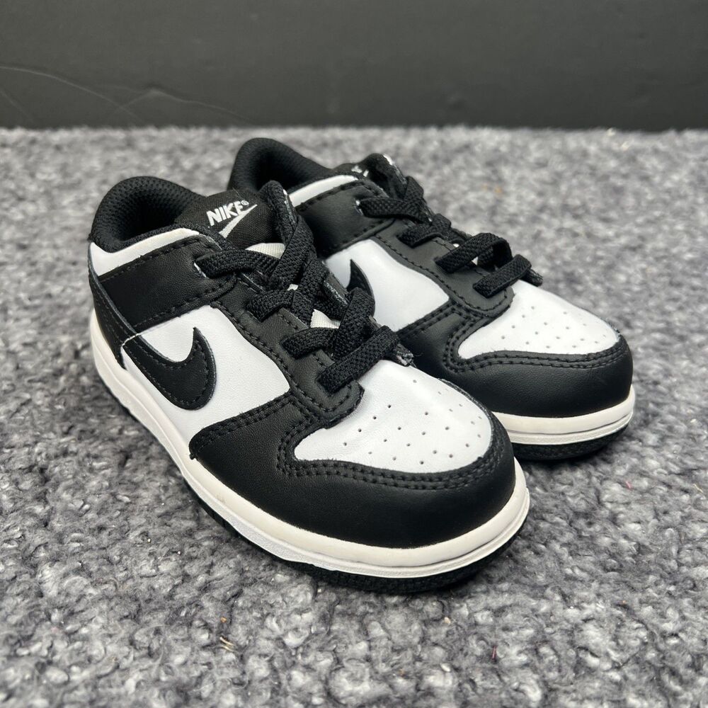 Nike Dunk Low Shoes Toddler Size 9C Black White Panda Boys Sneakers CW1589-100
